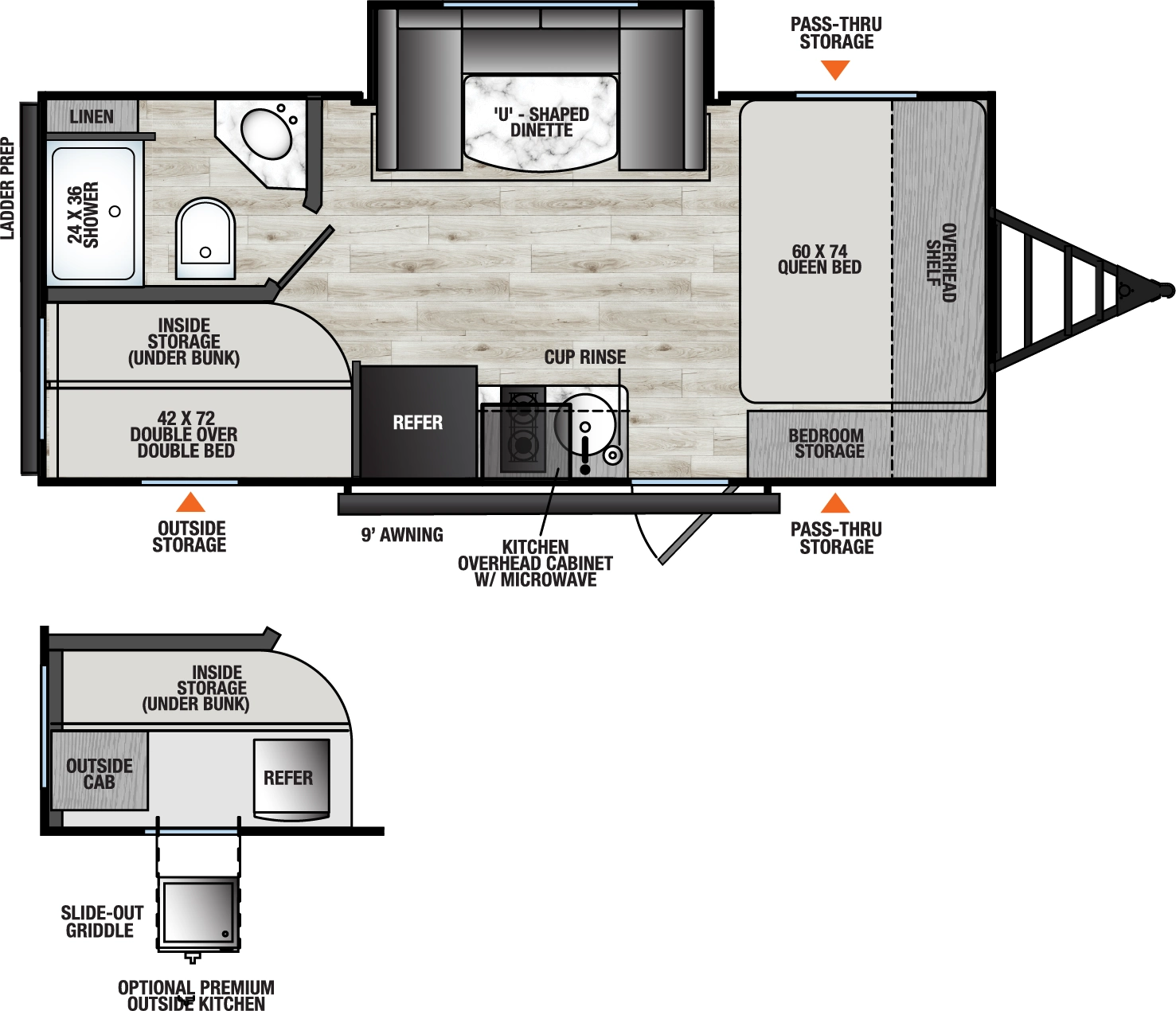 Viking Travel Trailers 18DBS Floorplan